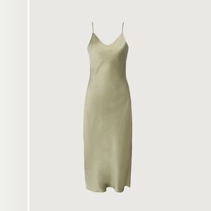 Satin Slip Dress in Light Sage - XS